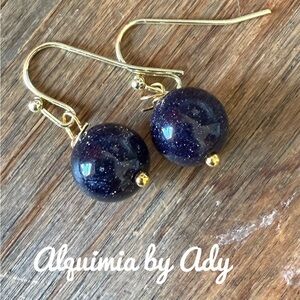 Alquimia Blue and Gold Earrings sandstone